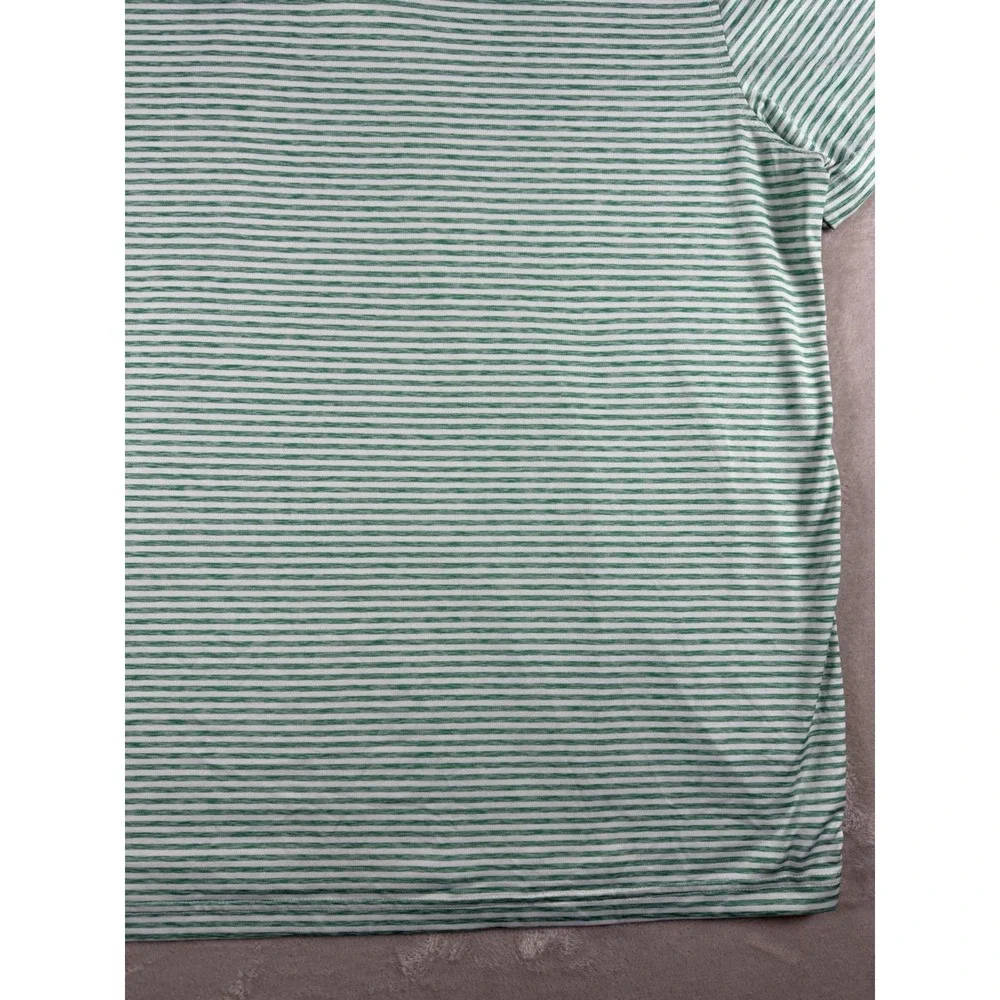 IZOD Golf Polo Shirt Mens‎ Large Green White Striped Short Sleeve Performance